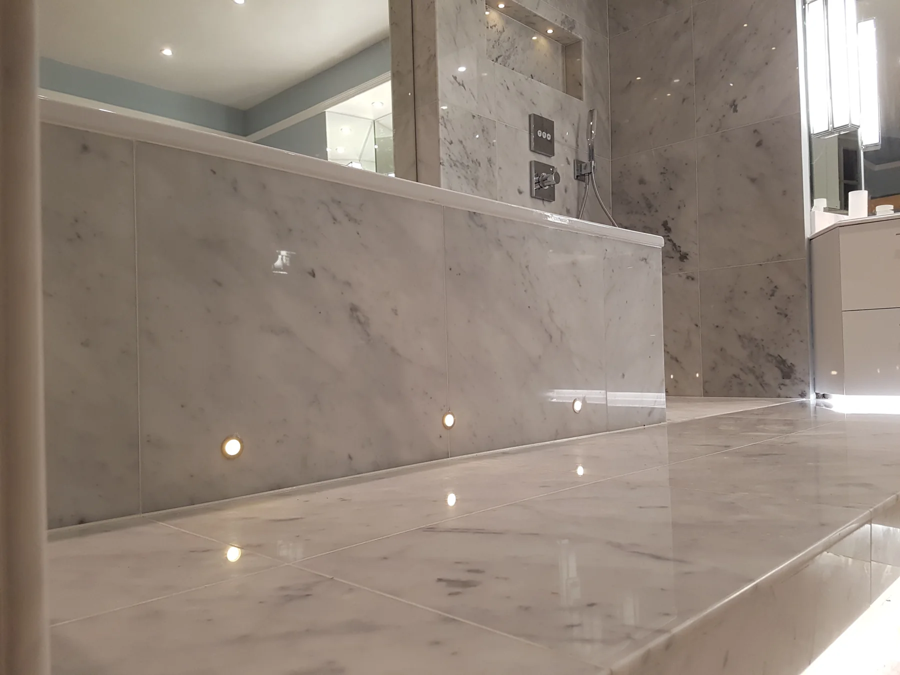 Bright luxury marble bathroom