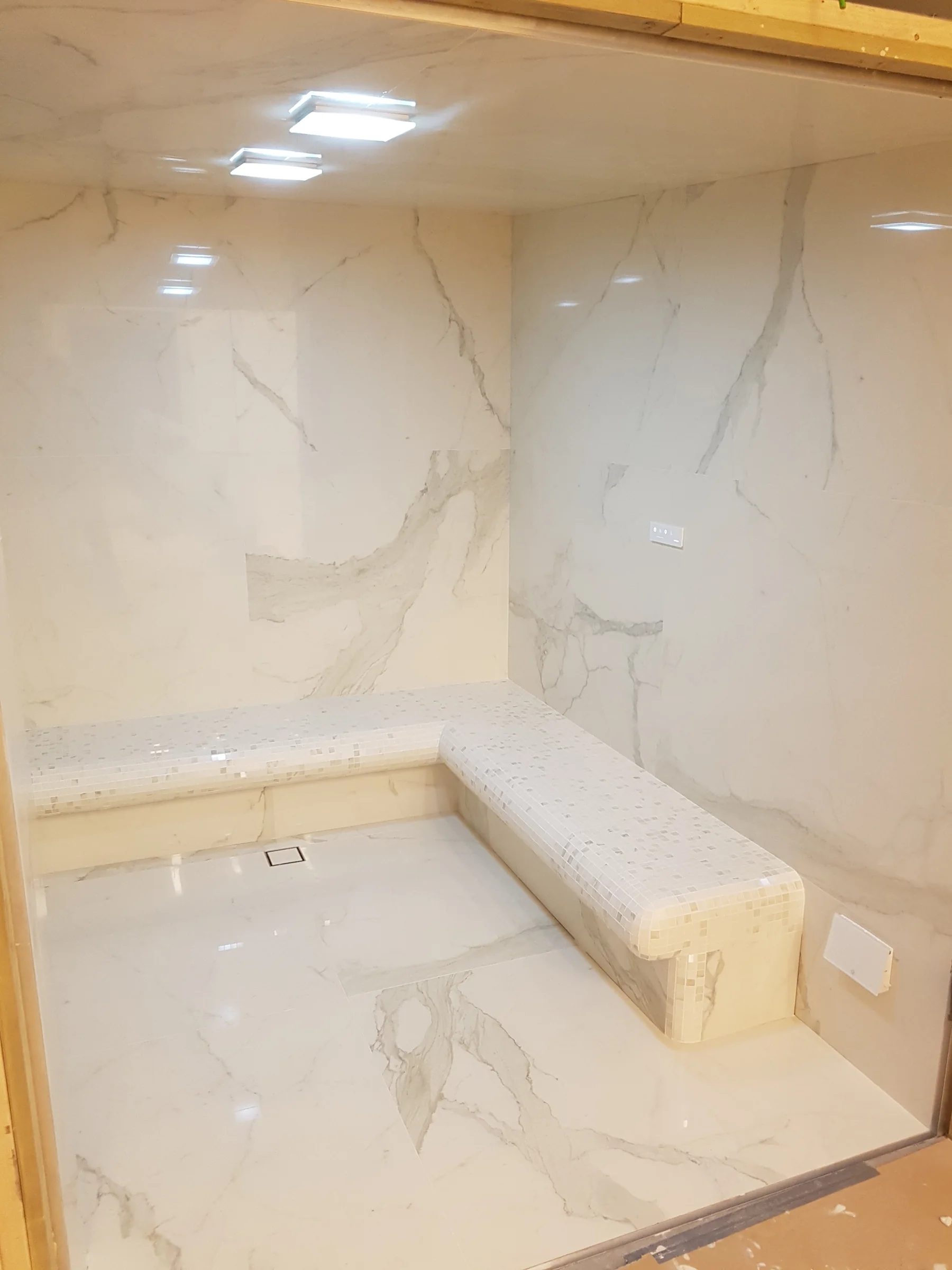 Bespoke marble-effect steam room